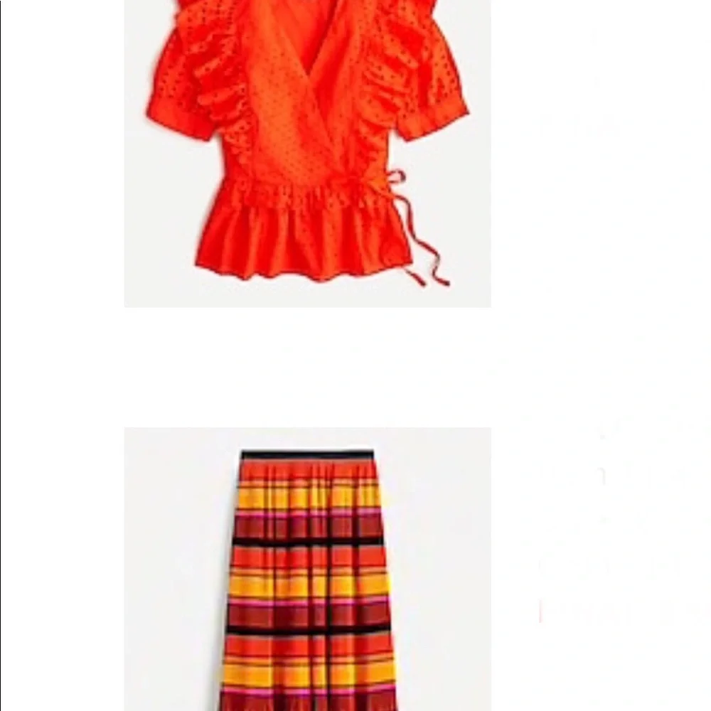 NWT J. Crew Pleated Tea Length Ruffle Bright Preppy Striped Skirt - Picture 12 of 13